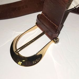 "GUESS" BROWN LEATHER BELT W/RHINESTONE SZ M